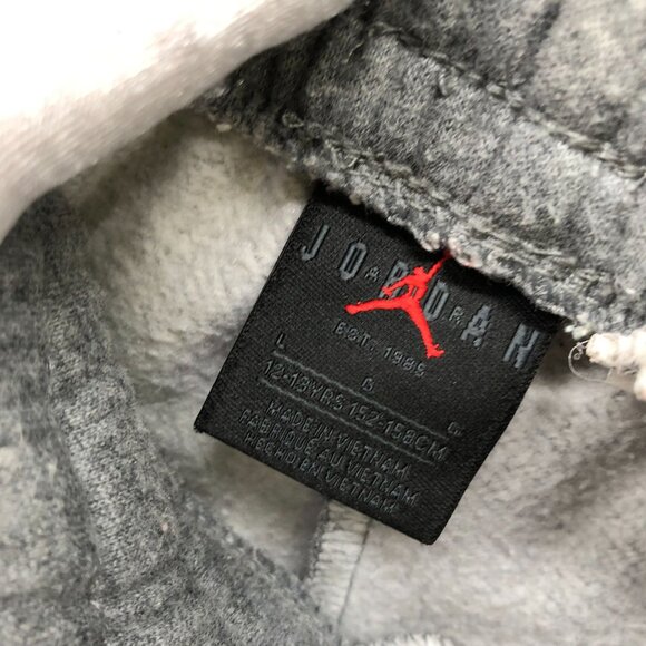 Jordan Youth Kids L (12-13) Jogger Sweatpants Gray Jumpman Fleece - Picture 6 of 7